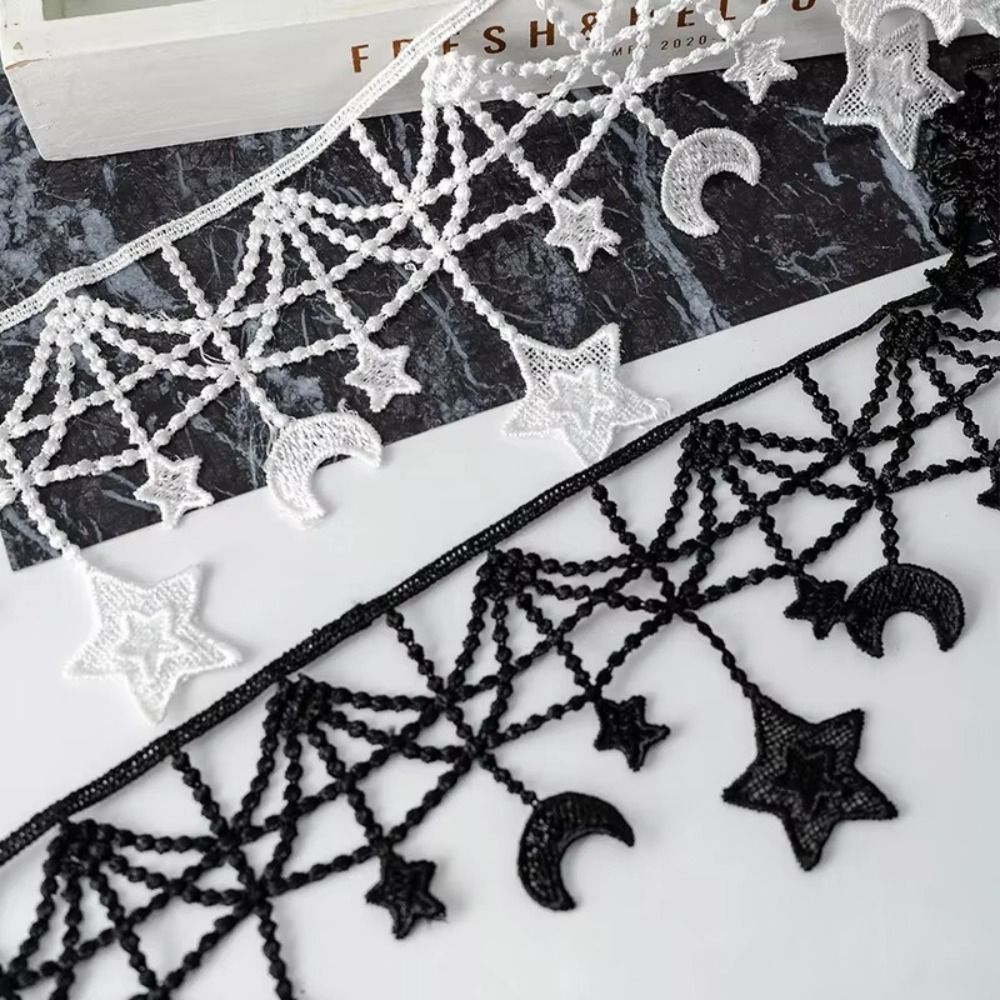 Lace Ribbon Trim - Akcesoria koronkowe Czarno-biała koronkowa taśma o