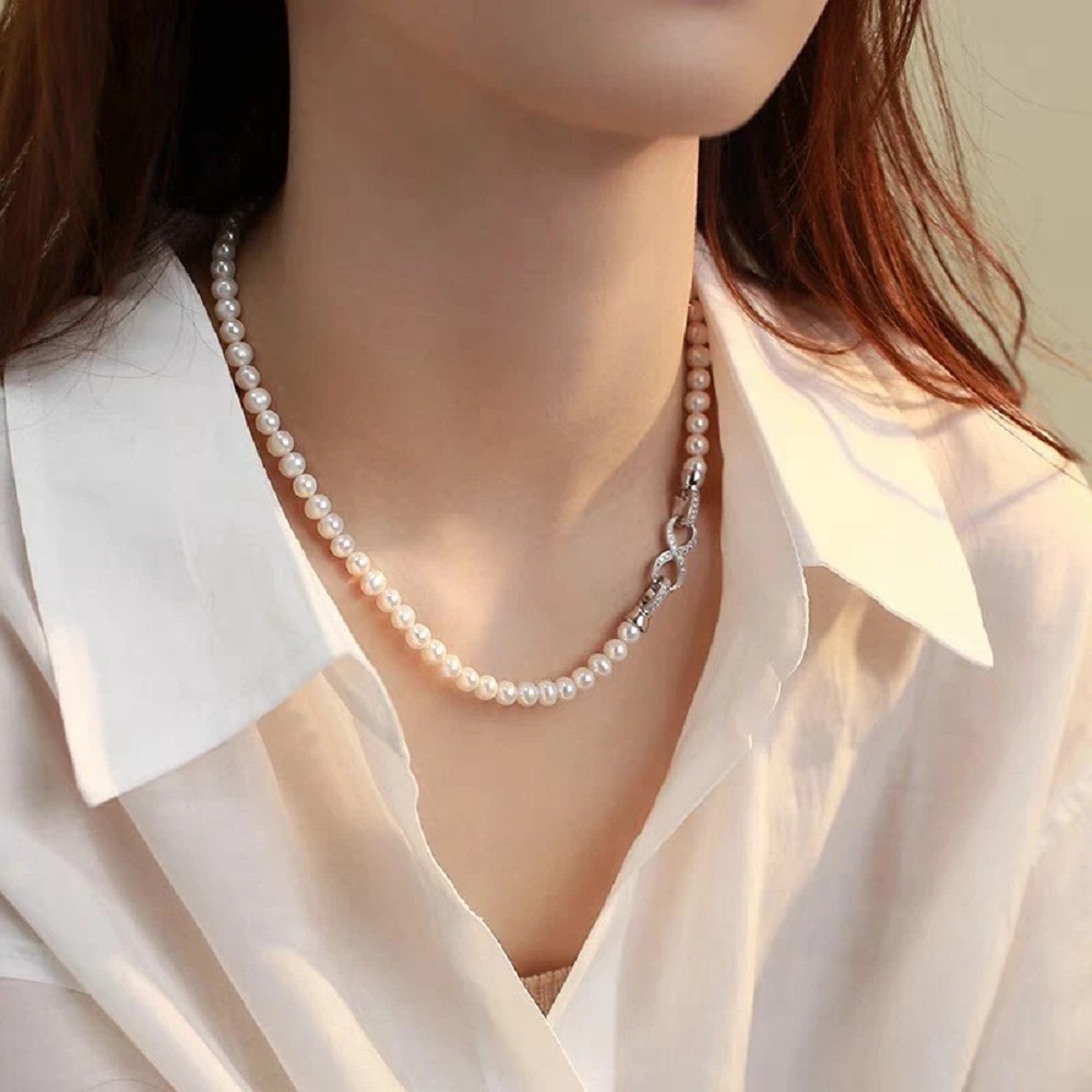 Pearl Trim Chain - Naszyjnik z naturalnych pereł Akoya AAA