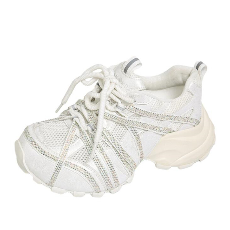 Crystal Mesh Fabric - 7CM Grube Sneakersy Damskie Buty Codzienne