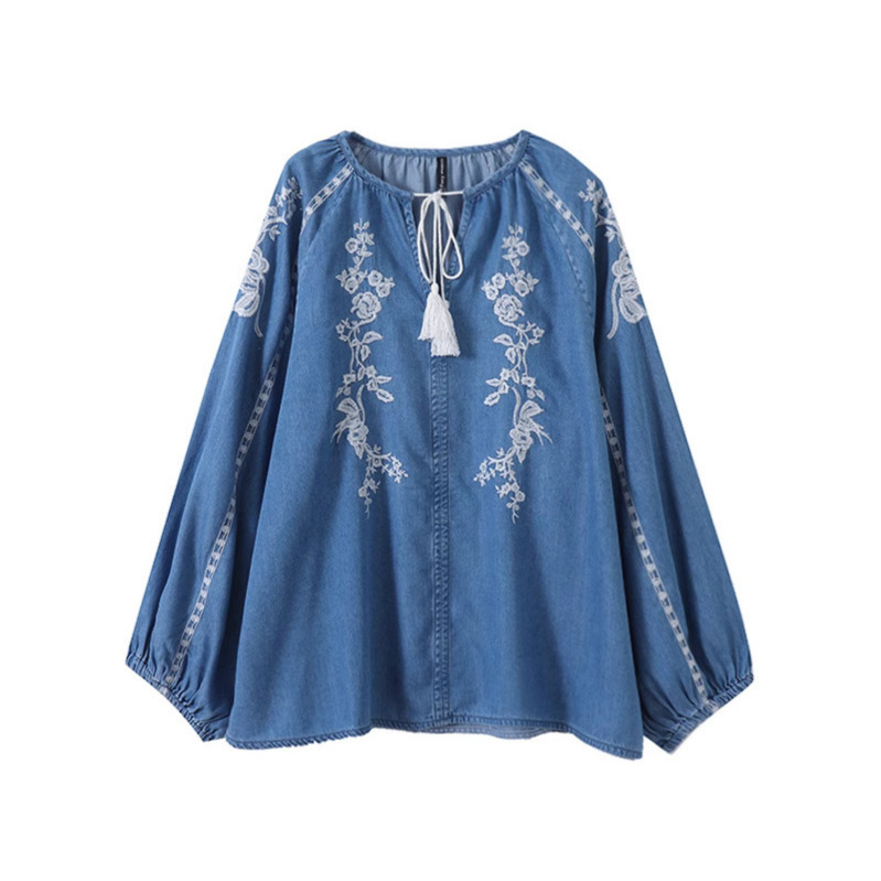 Damska bluzka jeansowa z hafte – Tassel Fringe Trim recenzja i cena