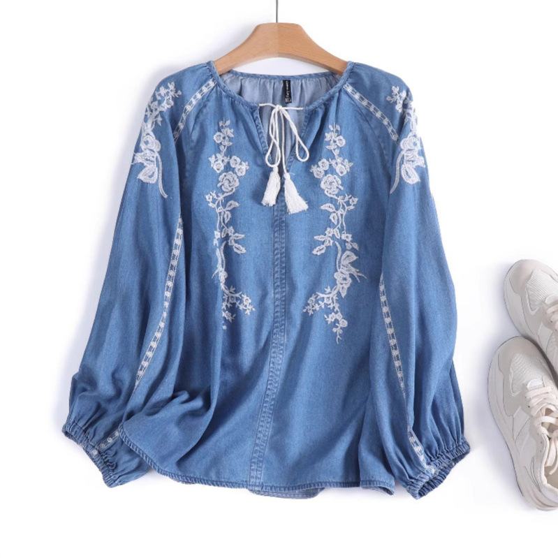 Damska bluzka jeansowa z hafte – Tassel Fringe Trim recenzja i cena