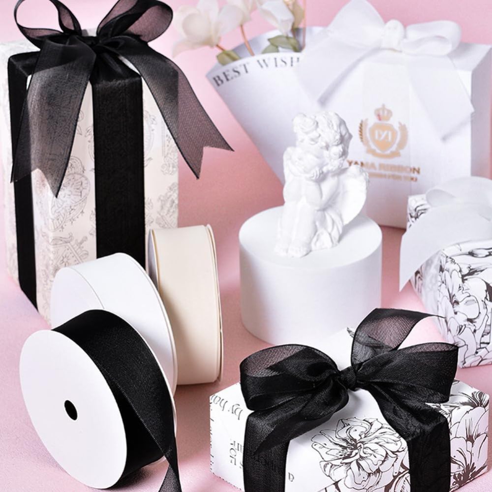 1-calowa czarna wstążka z orga – Organza Ribbon Spool recenzja i cena