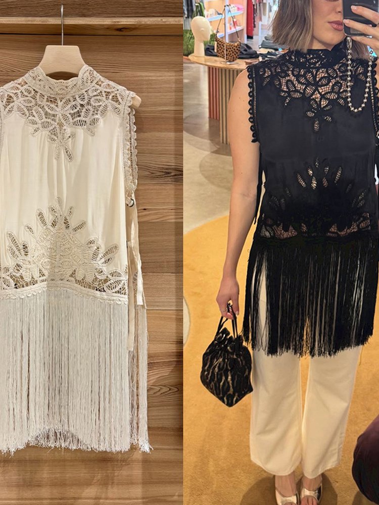 Koszula damska bez rękawów z a – Tassel Fringe Trim recenzja i cena