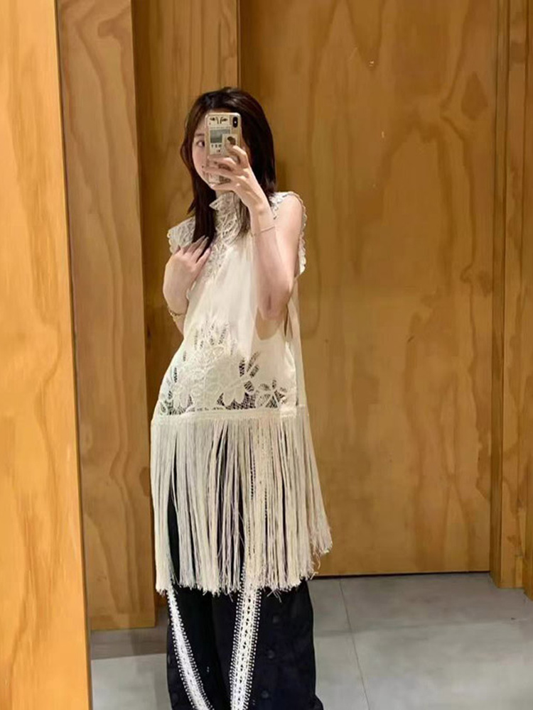 Koszula damska bez rękawów z a – Tassel Fringe Trim recenzja i cena
